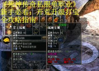 《死神传奇私服单职业》新手必看：开荒升级打宝全攻略指南