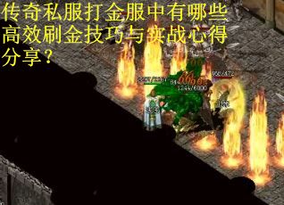 传奇私服打金服中有哪些高效刷金技巧与实战心得分享？