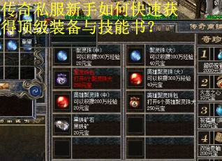 传奇私服新手如何快速获得顶级装备与技能书? 传奇私服新手如何快速获得顶级装备与技能书?
