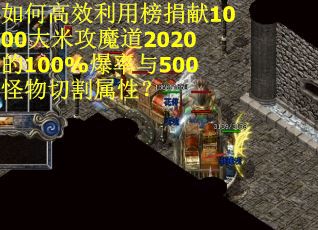 如何高效利用榜捐献1000大米攻魔道2020的100%爆率与500怪物切割属性？
